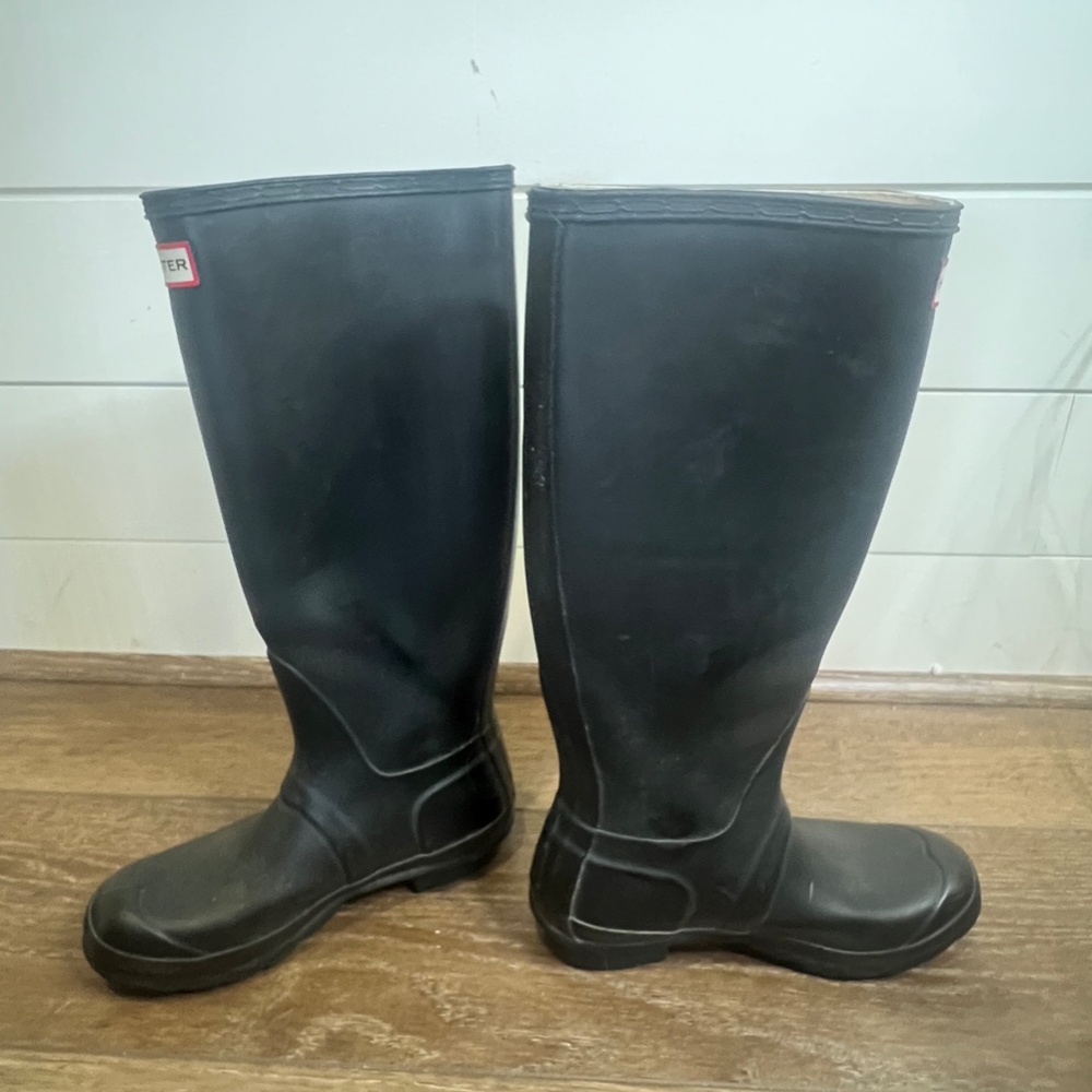 HUNTER Women’s Original Back Adjustable Tall Rain Boot Matte Black Size 6 - Picture 9 of 11
